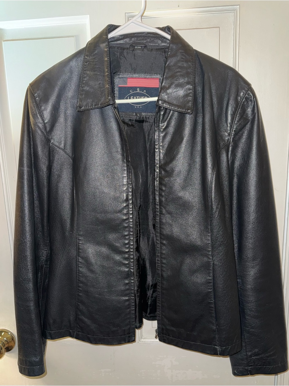 USA leather women’s  black jacket size L